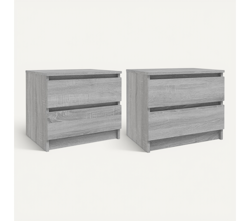 Tables De Chevet 2 Pièces Sonoma Gris 50x39x43,5cm Bois Contreplaqué