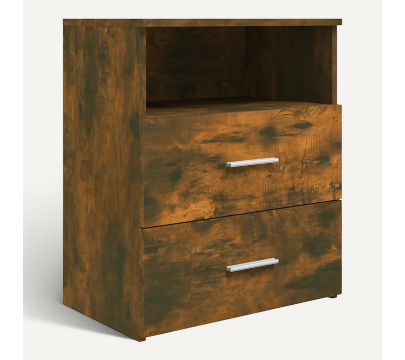 Table De Chevet Chêne Fumé 50x32x60 Cm