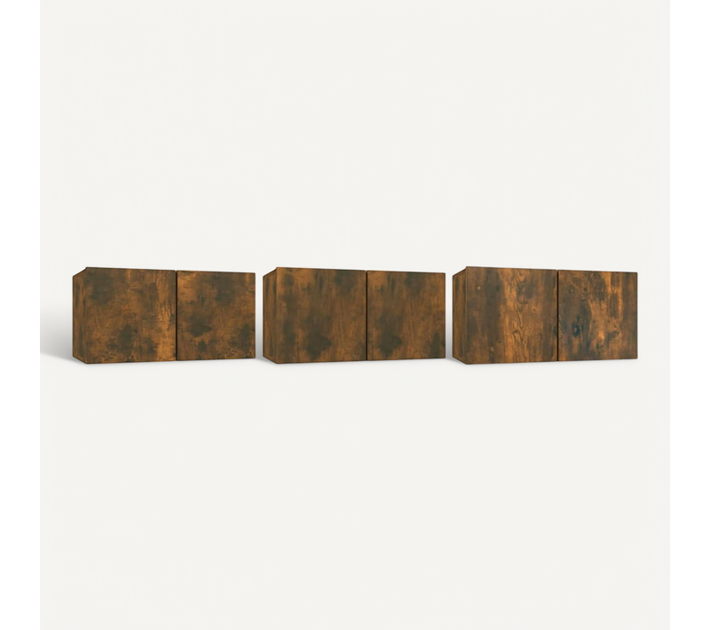 - Ensemble De Meuble TV - 3 Pièces Marron Bois Contreplaqué