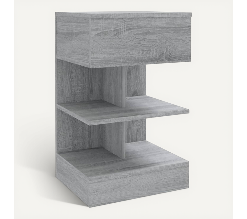 Table De Chevet Sonoma Gris 40x35x65 Cm Bois Contreplaqué