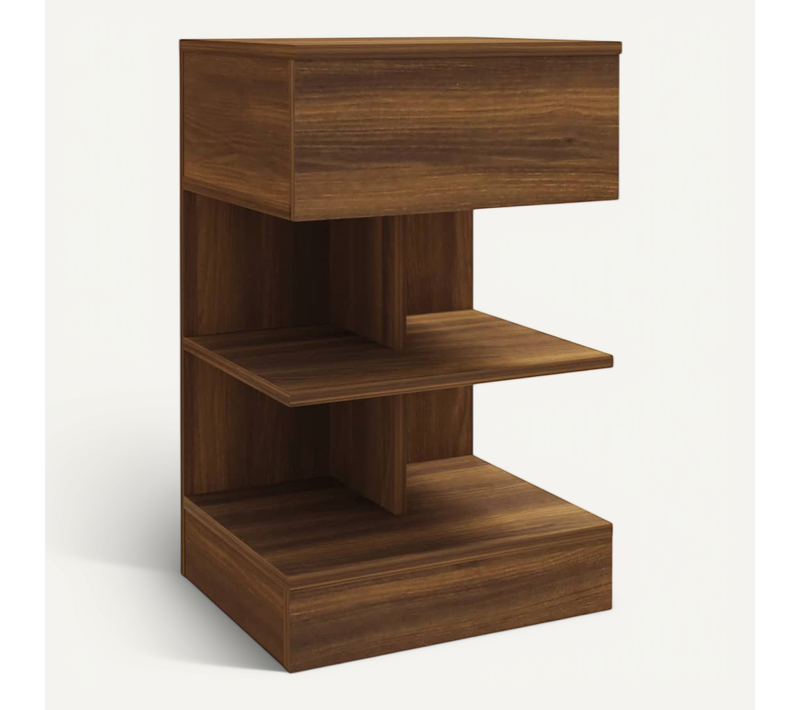 Table De Chevet Chêne Marron 40x35x65 Cm Bois Contreplaqué