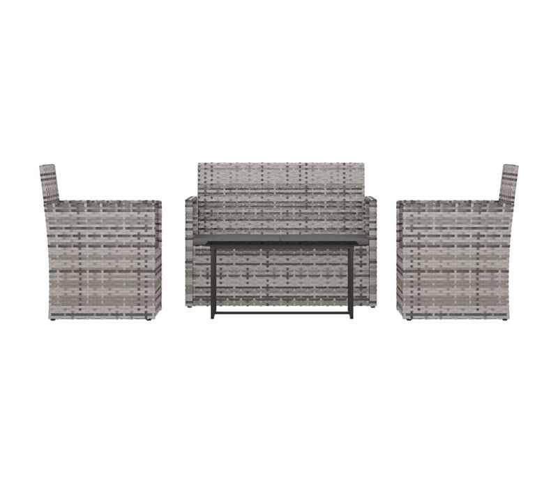 Mobilier D'extérieur 4 Pièces Avec Coussins Résine Tressée Gris