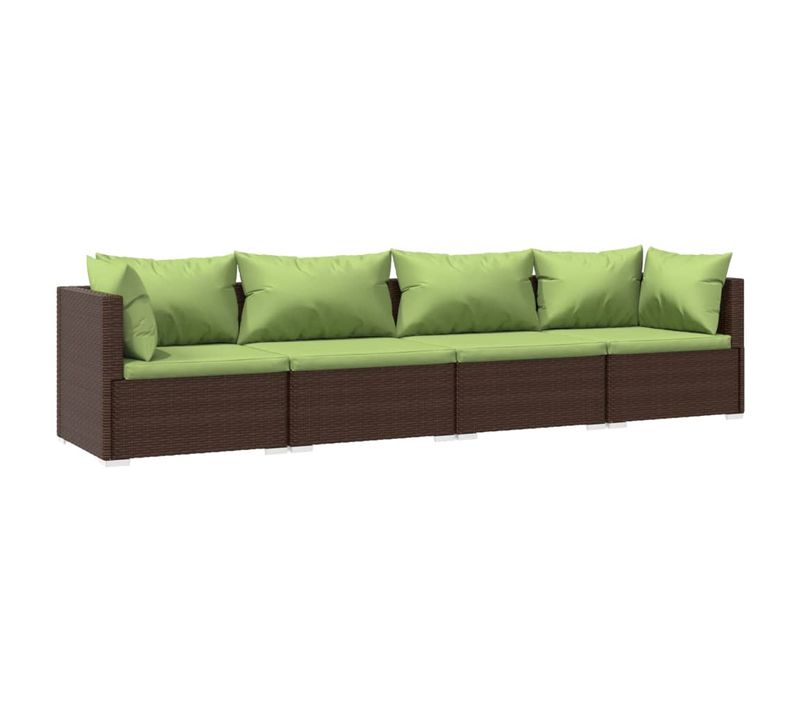 Salon De Jardin 4 Pièces Avec Coussins Résine Tressée Marron Modulaire