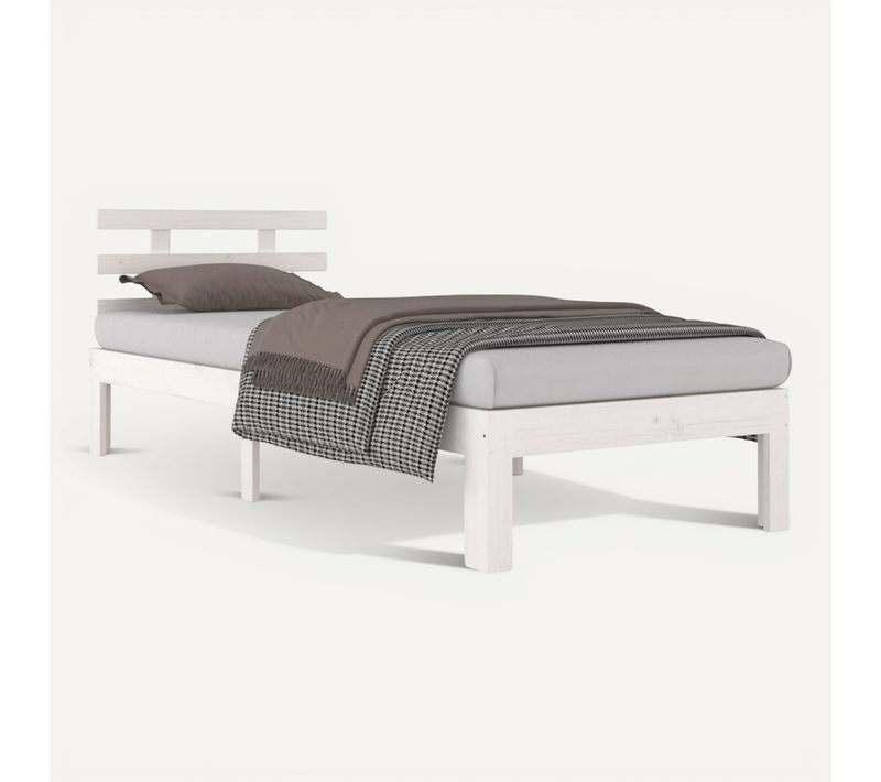 Cadre De Lit Sans Matelas Blanc Bois Massif 100x200 Cm