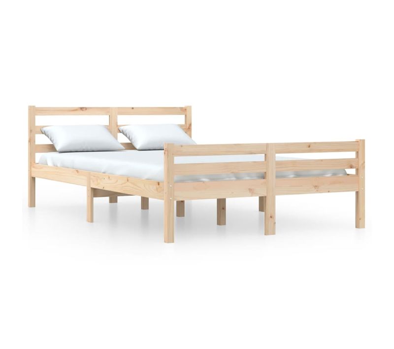Cadre De Lit Sans Matelas Bois Massif 135x190 Cm