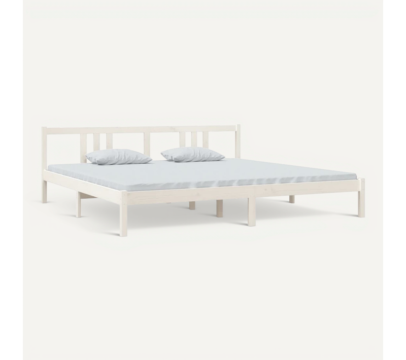Cadre De Lit Sans Matelas Blanc Bois Massif 200x200 Cm