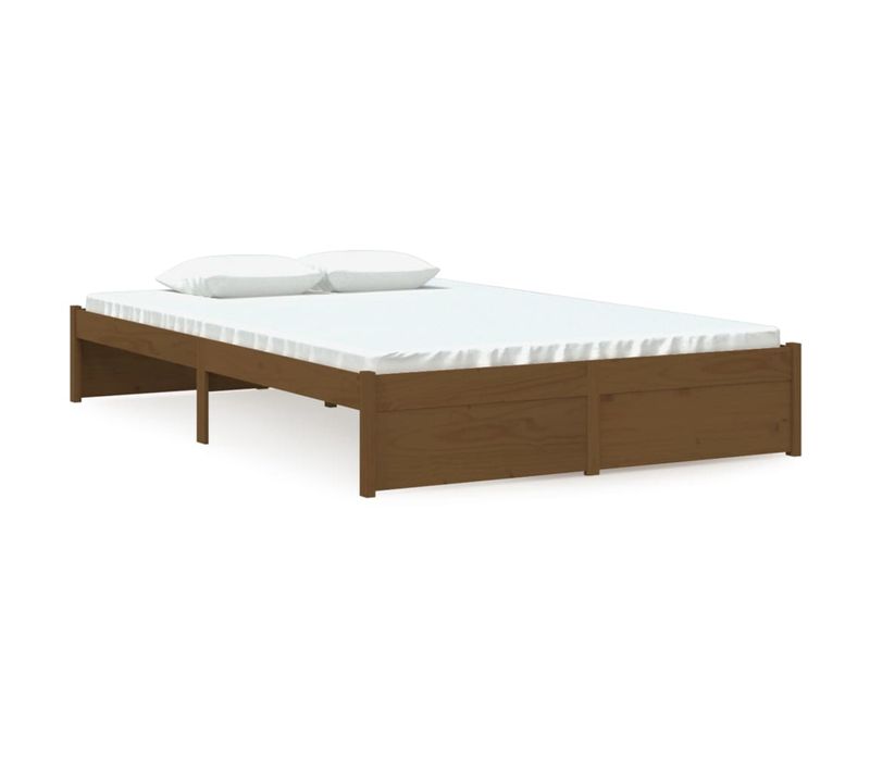 Cadre De Lit Sans Matelas Marron Miel Bois Massif 120x190 Cm
