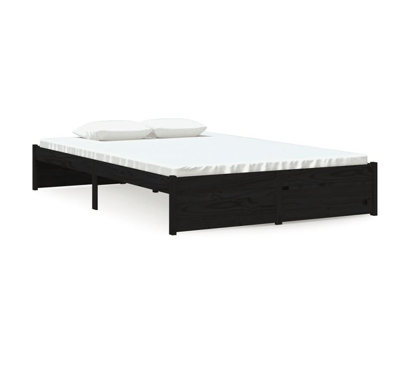 Cadre De Lit Sans Matelas Noir Bois Massif 120x190 Cm