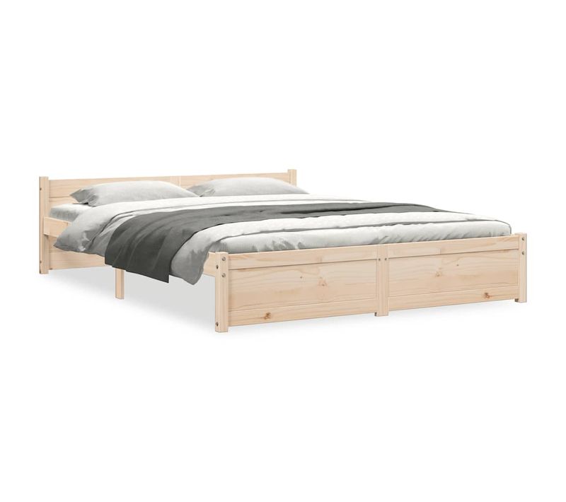 Cadre De Lit Sans Matelas Bois Massif 135x190 Cm