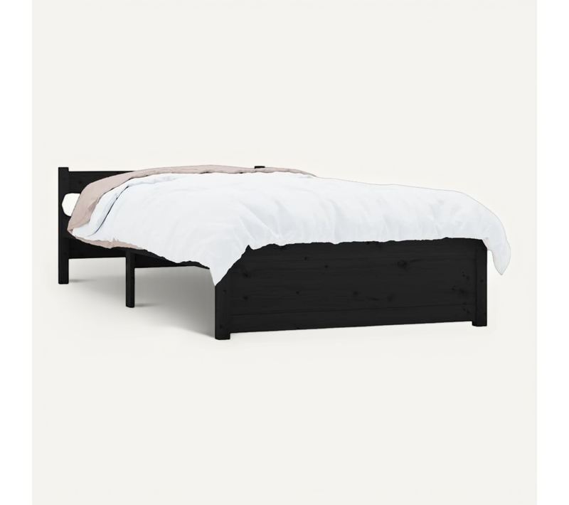 Cadre De Lit Sans Matelas Noir Bois Massif 90x200 Cm