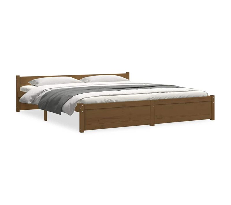 Cadre De Lit Sans Matelas Marron Miel Bois Massif 200x200 Cm