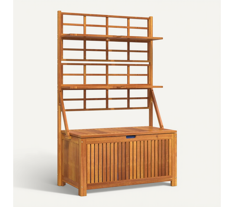 Boîte De Rangement Avec Treillis 99x50x160 Cm Acacia Massif Coffre De Stockage Organisateur