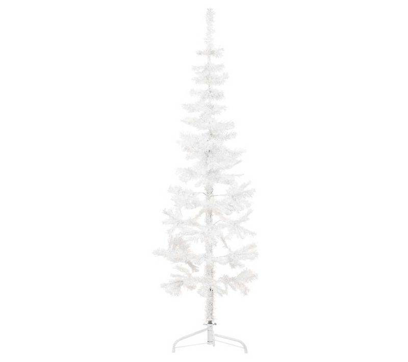 Demi Sapin De Noël Artificiel Mince Avec Support Blanc 180 Cm