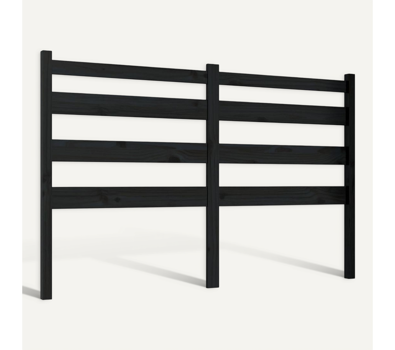 Tête De Lit Noir 146x4x100 Cm Bois Massif De Pin