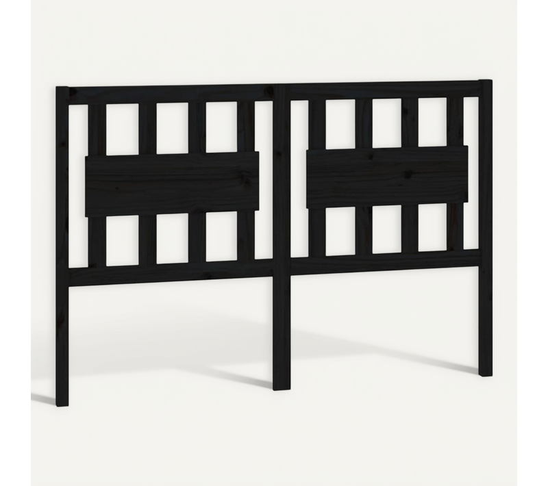 Tête De Lit Noir 125,5x4x100 Cm Bois Massif De Pin