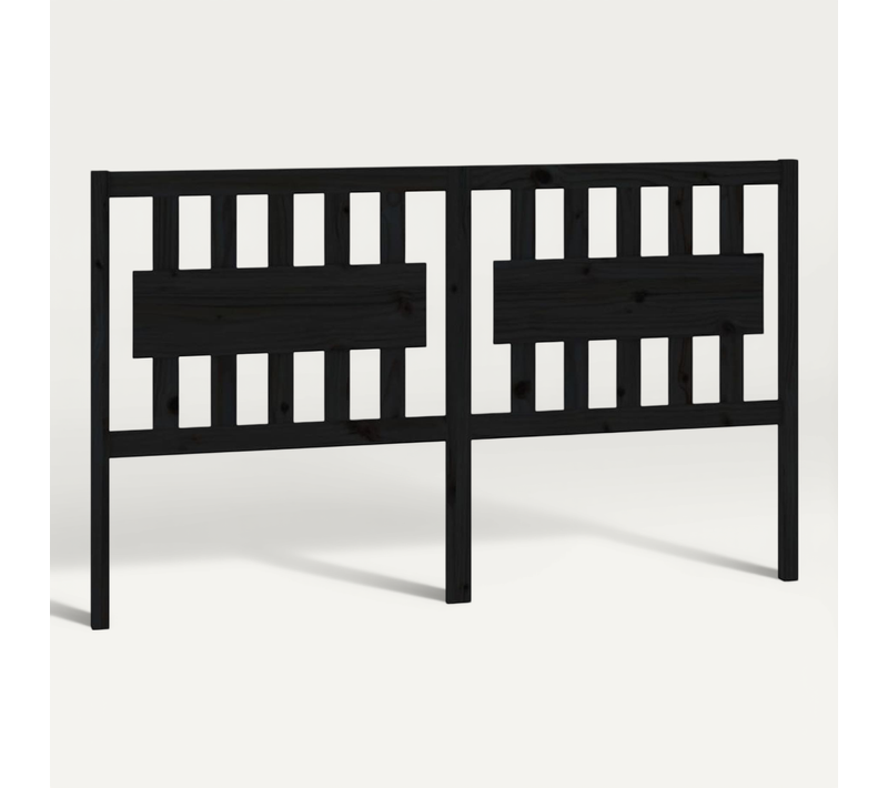 Tête De Lit Noir 155,5x4x100 Cm Bois Massif De Pin