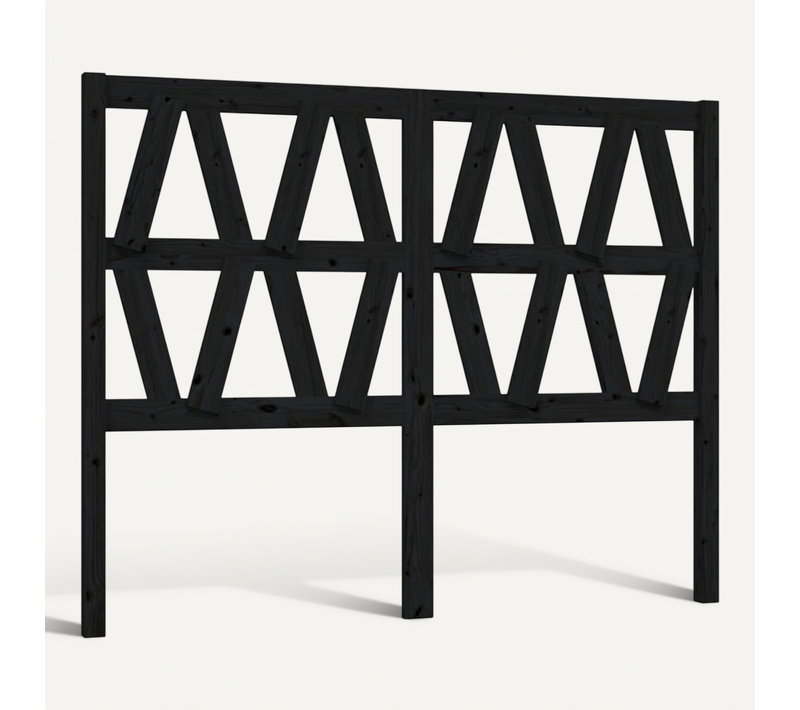 Tête De Lit Noir 126x4x100 Cm Bois Massif De Pin