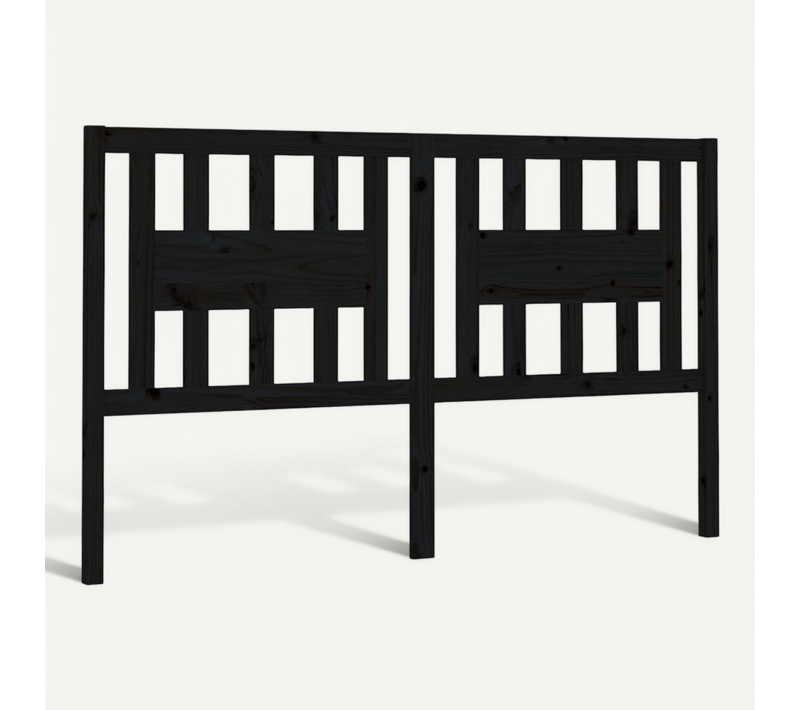 Tête De Lit Noir 126x4x100 Cm Bois Massif De Pin