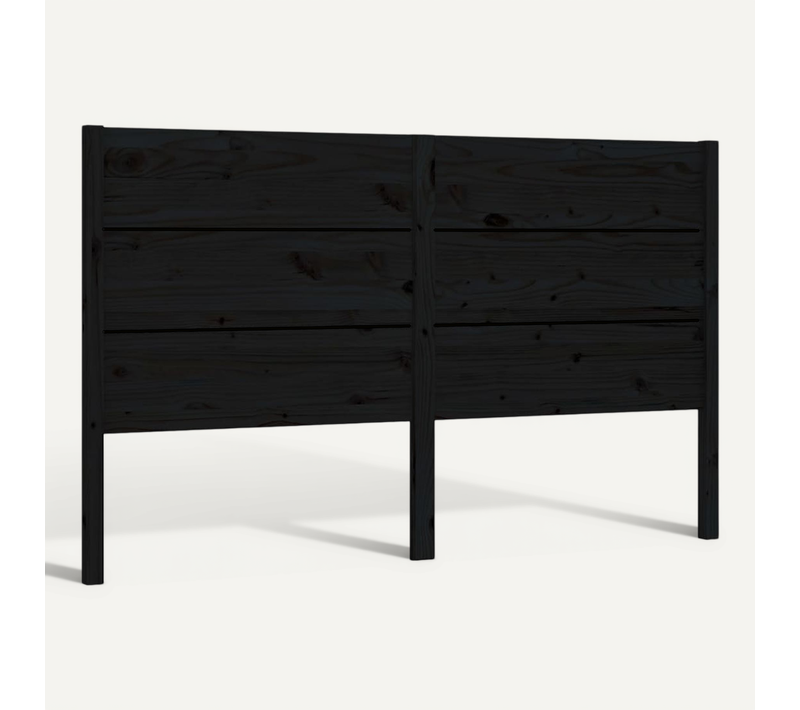 Tête De Lit Noir 126x4x100 Cm Bois Massif De Pin