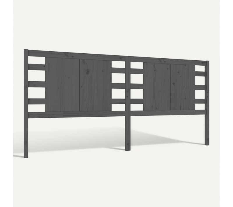 Tête De Lit Gris 146x4x100 Cm Bois Massif De Pin
