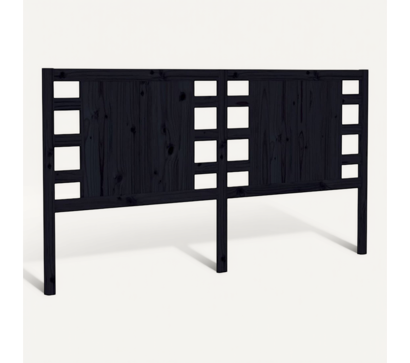 Tête De Lit Noir 146x4x100 Cm Bois Massif De Pin