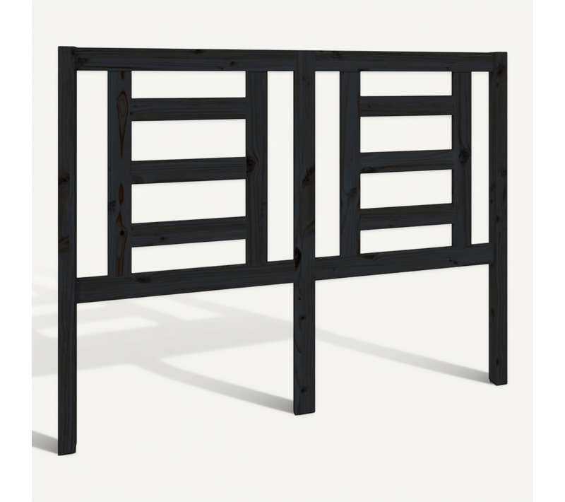 Tête De Lit Noir 126x4x100 Cm Bois Massif De Pin