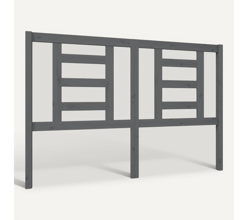 Tête De Lit Gris 146x4x100 Cm Bois Massif De Pin