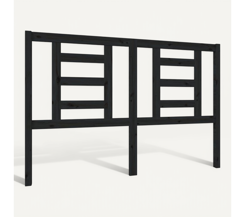 Tête De Lit Noir 146x4x100 Cm Bois Massif De Pin