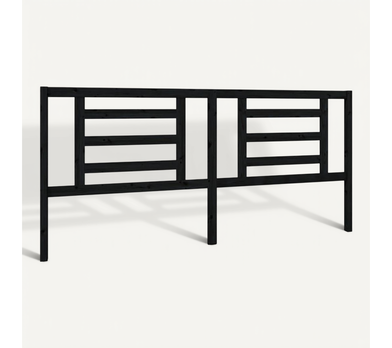 Tête De Lit Noir 206x4x100 Cm Bois De Pin Massif