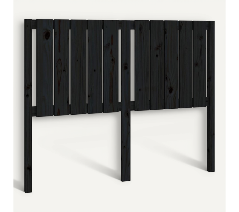 Tête De Lit Noir 125,5x4x100 Cm Bois Massif De Pin