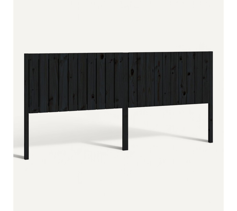 Tête De Lit Noir 205,5x4x100 Cm Bois Massif De Pin