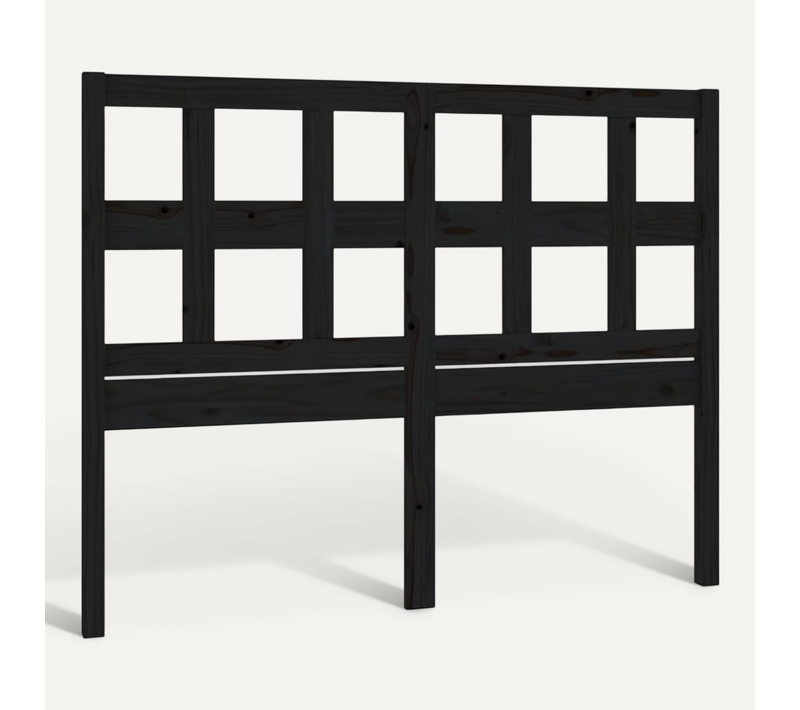 Tête De Lit Noir 125,5x4x100 Cm Bois Massif De Pin