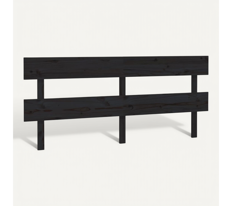 Tête De Lit Noir 204x3x81 Cm Bois Massif De Pin