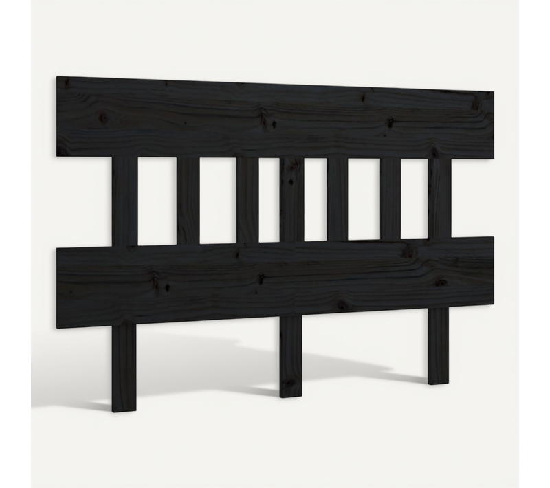 Tête De Lit Noir 123,5x3x81 Cm Bois Massif De Pin