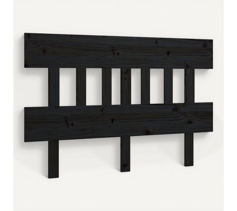 Tête De Lit Noir 143,5x3x81 Cm Bois Massif De Pin