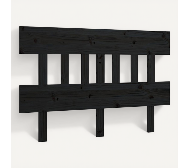 Tête De Lit Noir 203,5x3x81 Cm Bois Massif De Pin
