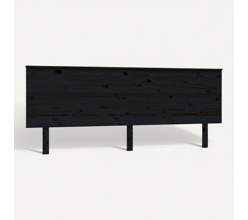 Tête De Lit Noir 204x6x82,5 Cm Bois Massif De Pin