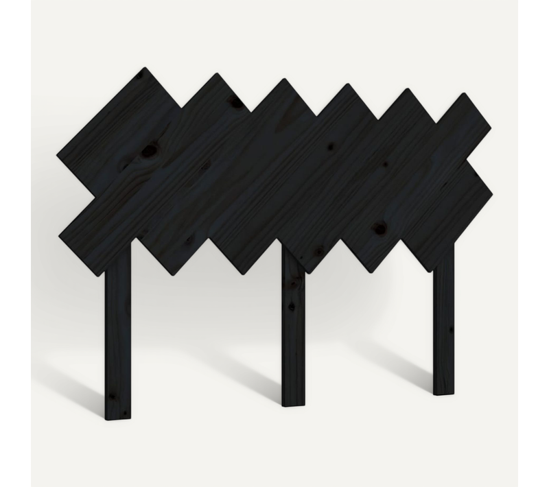 Tête De Lit Noir 122,5x3x80,5 Cm Bois Massif De Pin