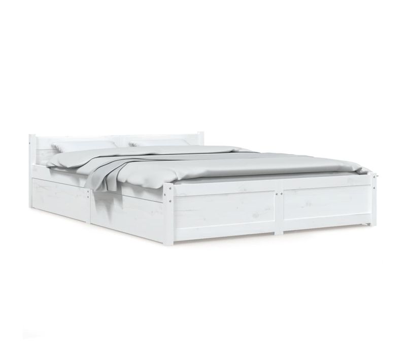 Cadre De Lit Sans Matelas Avec Tiroirs Blanc 120x200 Cm