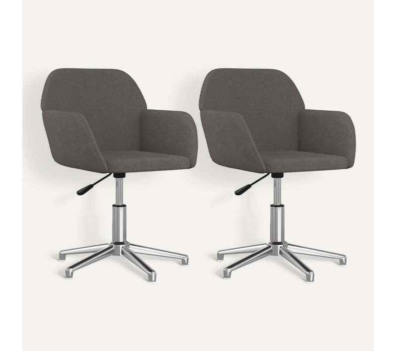 Chaises Pivotantes À Manger Lot De 2 Gris Foncé Tissu