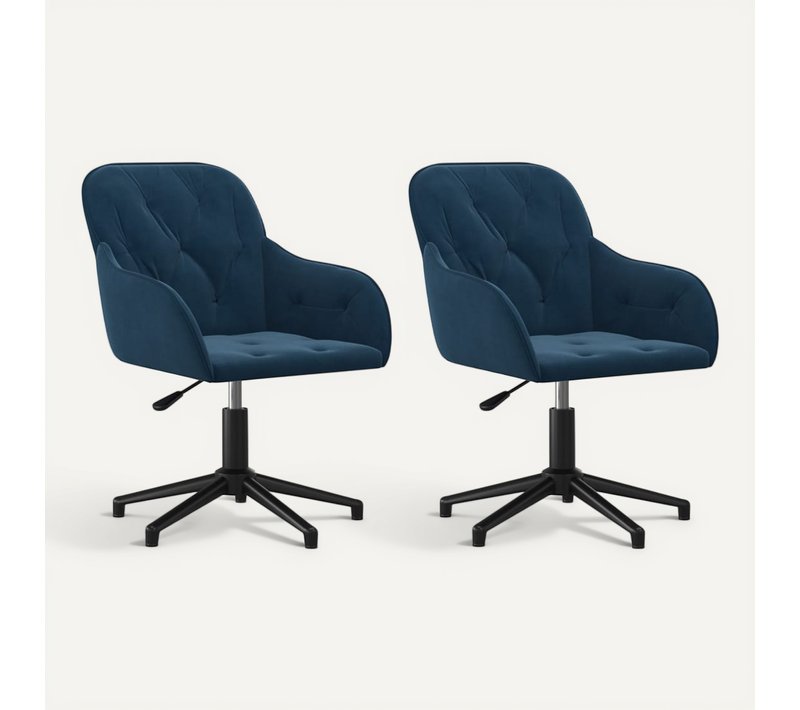Chaises Pivotantes À Manger Lot De 2 Bleu Velours