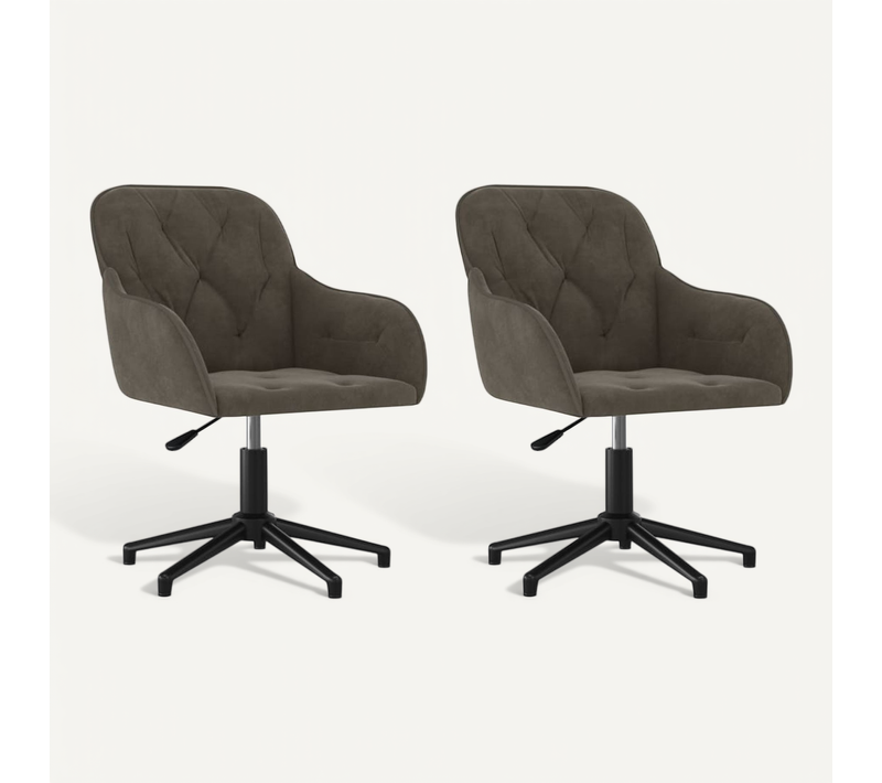 Chaises Pivotantes À Manger Lot De 2 Gris Foncé Velours