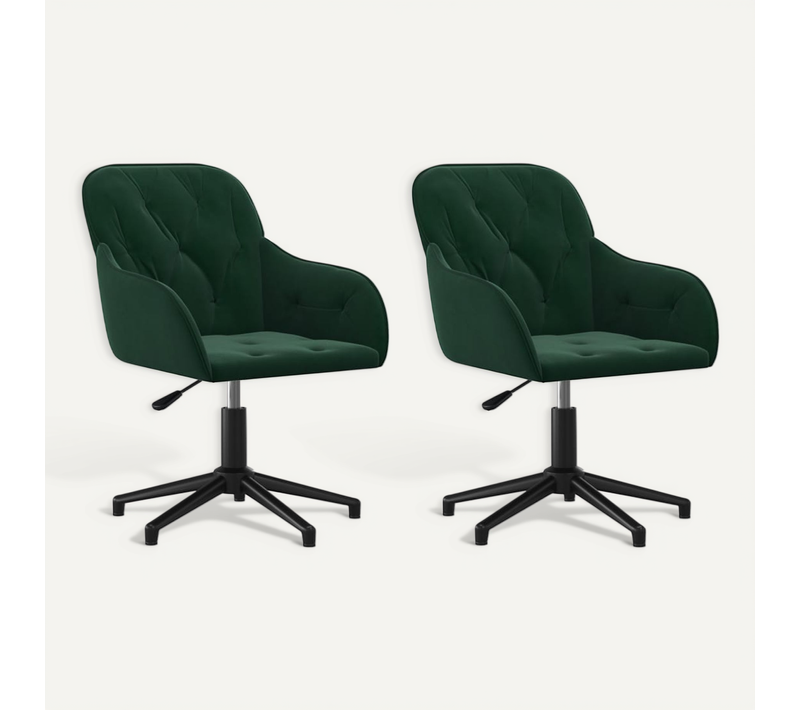 Chaises Pivotantes À Manger Lot De 2 Vert Foncé Velours