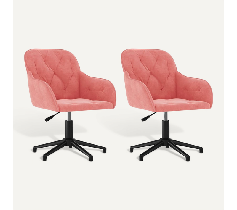 Chaises Pivotantes À Manger Lot De 2 Rose Velours