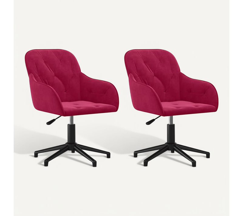 Chaises Pivotantes À Manger Lot De 2 Rouge Bordeaux Velours