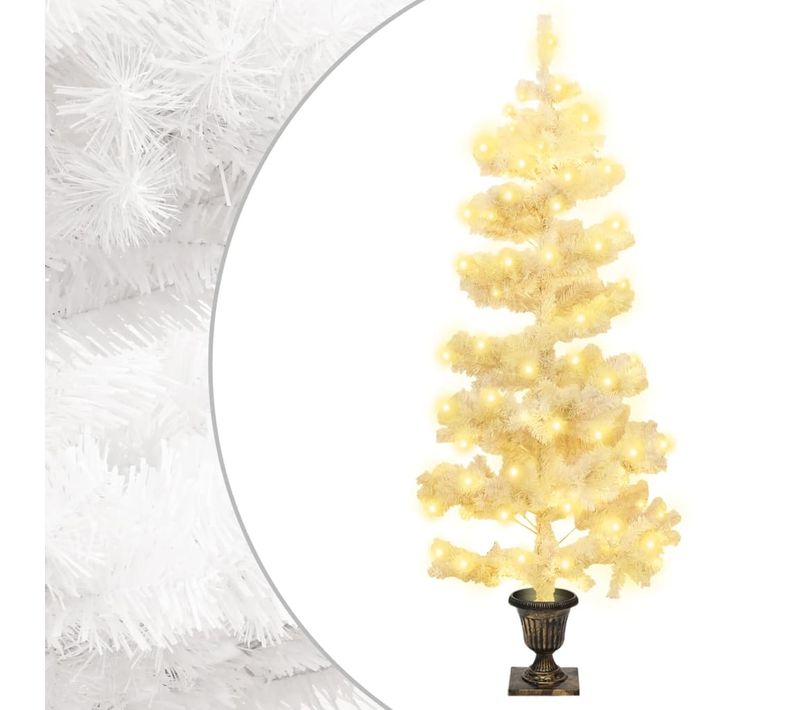 Arbre De Noël Hélicoïdal Pré-éclairé Avec Pot Blanc 120 Cm Pvc
