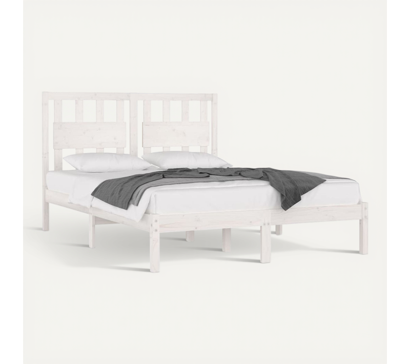 Cadre De Lit Sans Matelas Blanc Bois Massif 180x200