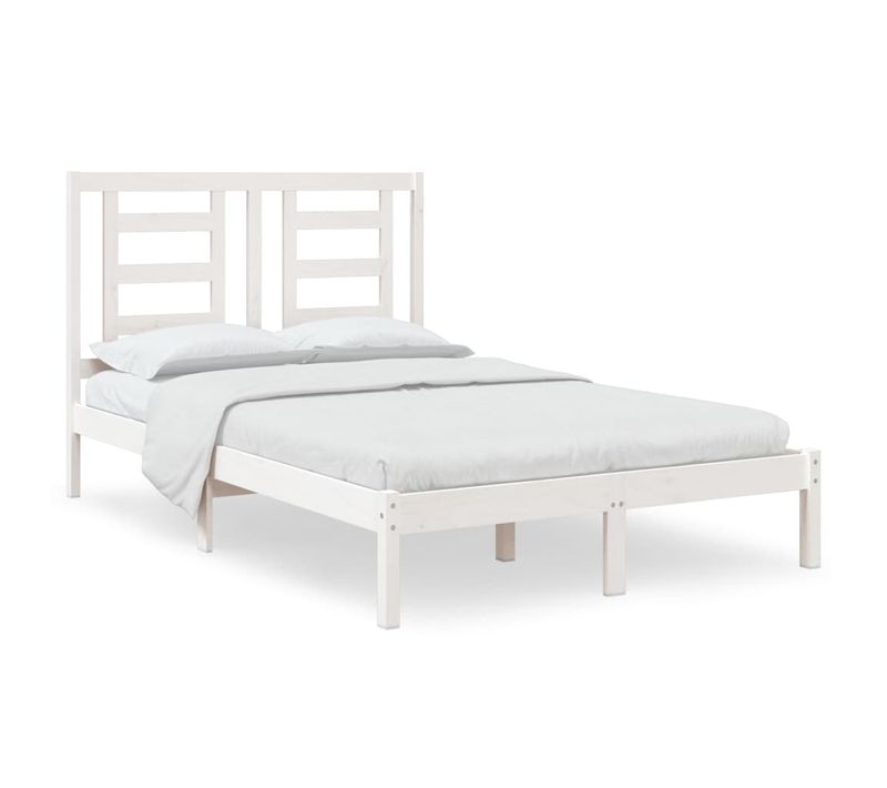 Cadre De Lit Sans Matelas Blanc 120x200 Cm Bois De Pin Massif