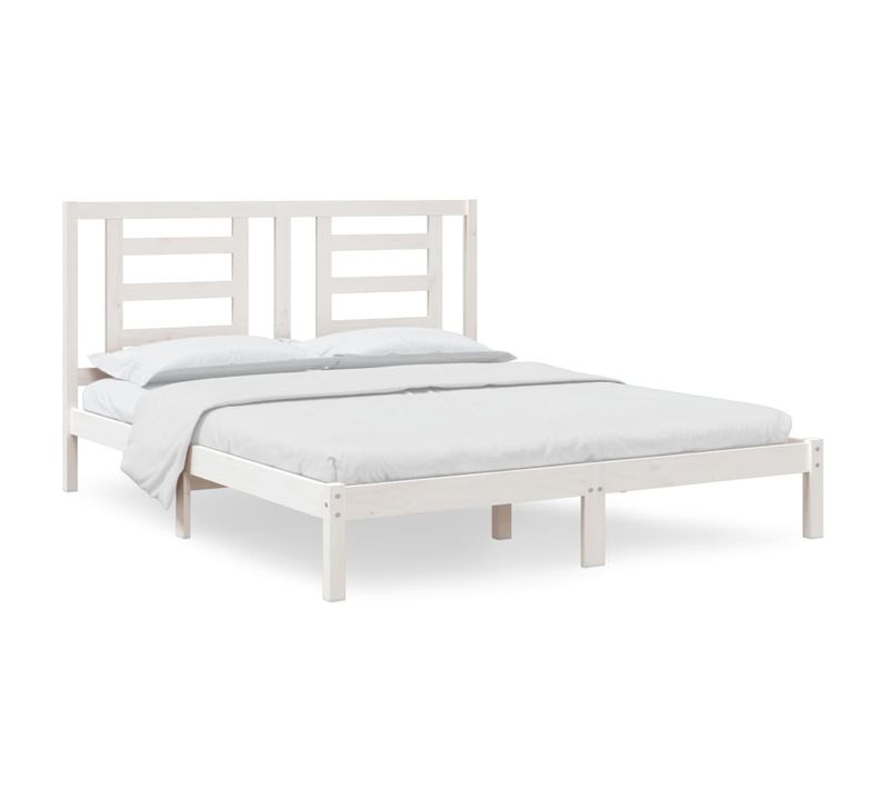 Cadre De Lit Sans Matelas Blanc 160x200 Cm Bois De Pin Massif