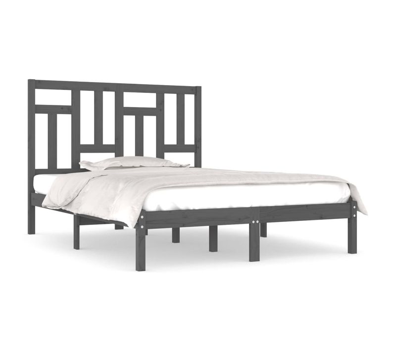 Cadre De Lit Sans Matelas Gris 200x200 Cm Bois Massif De Pin